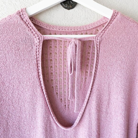 Express Sz Medium Dusty Pink Open Knit Back Sweater Long Sleeve Pullover - Picture 7 of 8
